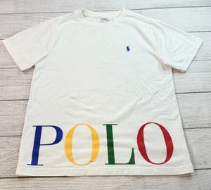 Polo Ralph Lauren Boys T-Shirt Multicolor Logo Embroidered Pony White Size M - Picture 1 of 5
