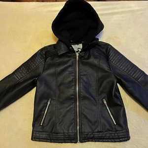 Reserve Fairfax Womens size Large hooded full zip faux leather jacket  - Picture 1 of 11