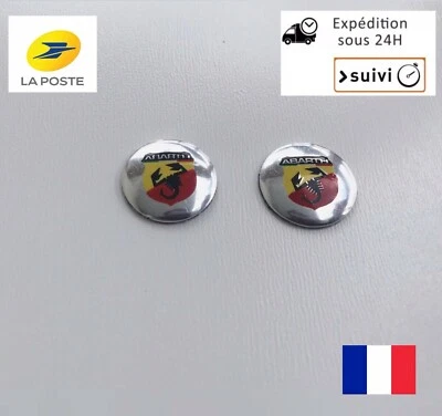 2 Logo FIAT Abarth Stickers 14mm Clé Clefs autocollant
