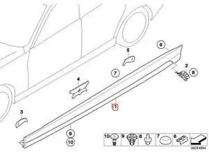 Genuine BMW E90 E91 M Performance Rocker Panel Side Skirt LEFT 51772147271 - Picture 1 of 2
