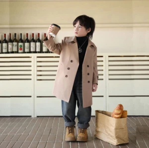 New Kids Child Spring/ Fall Casual Coat Boys Mid Length Jacket Solid Outerwear - Picture 1 of 22
