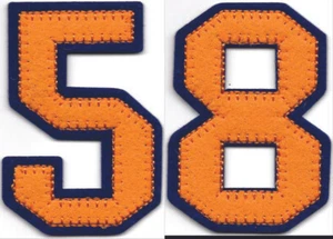 Orange Number 5 8 Patch Blue Felt Outline Varsity Cut out Iron on (2 1/2" in) - Picture 1 of 1
