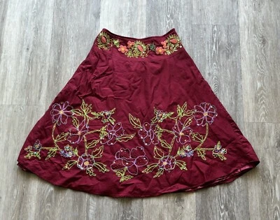 Falda Boho Hada Vintage Twenty One Floral Bordada Con Cuentas Lentejuelas Talla S Foto 1 de 4