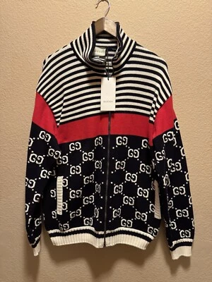 Nuevo Suéter Gucci GG Supreme Maxi Logo Cremallera Talla L Foto 1 de 4