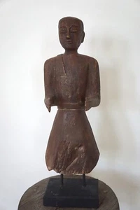 Antique Southeast Asian Thai Burmese Buddist Monk Carving 19th Century 20" - Picture 1 of 8