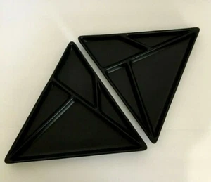 Varages France Black Triangle Divided Plates Set of 2 - Picture 1 of 4