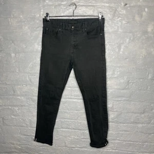 Pantalones de mezclilla para hombre Uniqlo con ribete recto elástico negro lavado - W32 L32 - Imagen 1 de 15