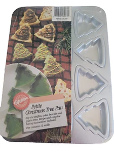 Vintage 1994 Wilton Petite Weihnachtsbaum Pfanne 12 Formen Kuchen Jello Aluminium Pfannen Neu in Verpackung - Bild 1 von 5