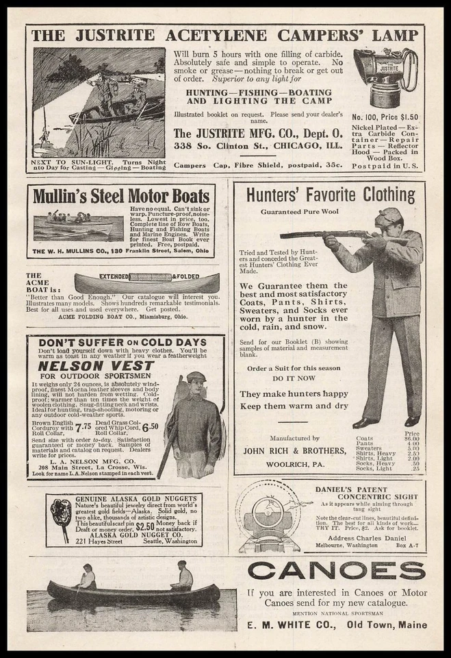Foto canoa vintage 1912 E. M. White Company Old Town Maine anuncio impreso Foto 1 de 1