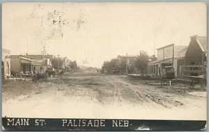 PALISADE NE HAUPTSTRASSE ANTIKE ECHTFOTO POSTKARTE RPPC - Bild 1 von 2