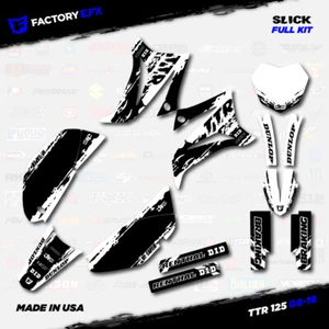 Black & White Slick Racing Graphics Kit fits 08-24 YAMAHA TTR125 TTR 125 decal - Foto 1 di 2