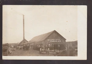 Marion WISCONSIN RPPC 1907 SAWMILL Logging LUMBER nr Clintonville WI KB - Picture 1 of 2