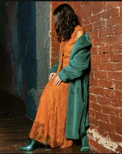 ZARA NUEVO MUJER CAMPAÑA VESTIDO LARGO ENCAJE CON ARCO MOSTAZA XS-L 6264/200 - Imagen 1 de 3