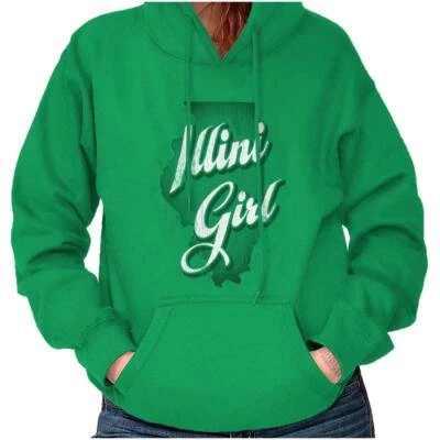 Illinois Moda Illini Niña Moda Moda Estado IL Mujeres Manga Larga Sudadera con Capucha Sudadera Foto 1 de 4
