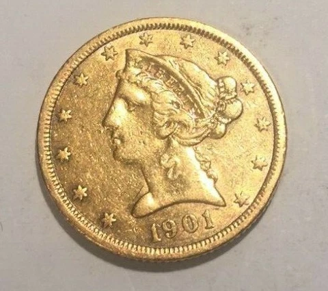 1901 S  $5.00 Gold US Half Eagle  AU  #G125 Cover