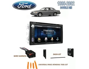 1998-2002 FORD CROWN VICTORIA DOUBLE DIN CAR STEREO KIT, BLUETOOTH TOUCHSCREEN - Picture 1 of 4