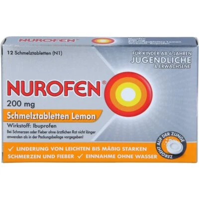RECKITT BENCKISER DEUTSCHLAND GMBH NUROFEN 200 mg Schmelztabletten Lemon 12 St PZN 02547582