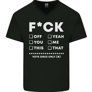Fook Off Yeah You Me This Funny Offensive Mens V-Neck Cotton T-Shirt - Picture 1 of 37