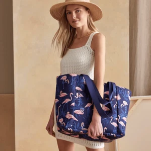 Vera Bradley ReActive Drawstring Family Tote Flamingo Party 🦩Beach Shopper Tote - Picture 1 of 10