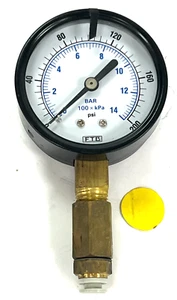 FTB 980905 INDUSTRIAL PRESSURE GAUGE 0-200PSI 2-1/2" DIAL 1/4" NPT MALE - Picture 1 of 5