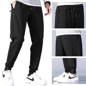 Men's Activewear Track Pant Sport Gym Training Joggers Zip Pockets Sweatpants - Picture 1 of 10