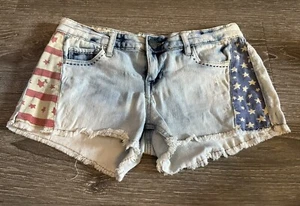 Vanilla Star - Denim Jean Shorts - Stars & Stripes - Ladies Size 9 - Picture 1 of 7
