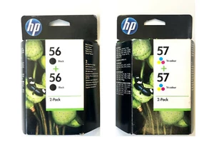 4 X Original HP Ink Deskjet 5150 5550 5850/56 +57 C6656A C6657A Cartridges - Zdjęcie 1 z 1