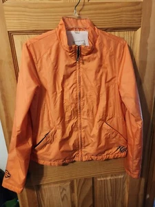 Harley Davidson Women's Orange Windbreaker Jacket Sz Large Embroidered Full Zip - Picture 1 of 18