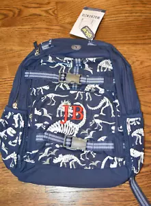 Pottery Barn Kids Mackenzie Navy Dino Bones Backpack Large JB Monogram NWT - Picture 1 of 2