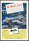 1945 Martin 202 2-0-2 avion avion de ligne art nocturne vintage imprimé annonce
