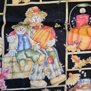 Country Pumpkin Patch Fabric Napkins Dianna Marcum Scarecrows 5 pc 18 in Squares - Picture 1 of 9