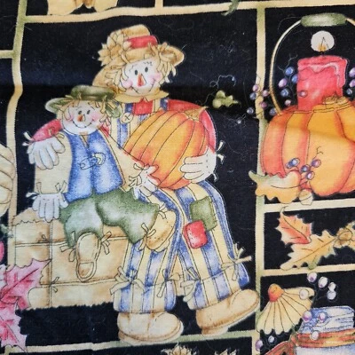 Country Pumpkin Patch Fabric Napkins Dianna Marcum Scarecrows 5 pc 18 in Squares - Image 1 of 4
