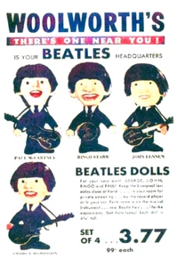 Vintage Woolworth Werbung von Beatle Puppen gedruckt auf 2,5" x 3,5" Kühlschrankmagnet - Bild 1 von 4