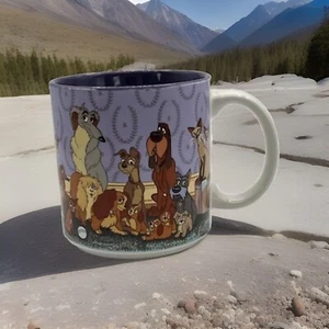 Vintage Disney Lady and the Tramp Coffee Mug All Characters Purple Japan - Picture 1 of 5