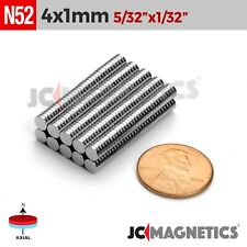 4mm x 1mm 5/32"x1/32" N52 希土類ネオジム小型薄型マグネット ディスク 4x1mm