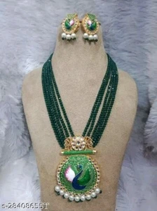 Indian Bollywood Gold Plated Kundan Bridal Necklace Earrings Jewelry Set - Picture 1 of 12