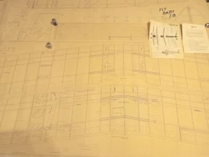 Vintage R/C Airplane Blueprint Plans "FLY BABY I-B" Complete 88" Wingspan Balsa - Picture 1 of 12