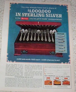 Anuncio impreso 1968 - Morton Frozen Foods & Oneida Silverware sorteo publicidad - Imagen 1 de 1