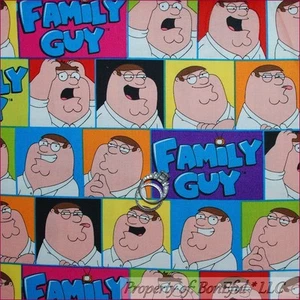 BonEful Fabric FQ Cotton Quilt Rainbow US Family Guy Comic Adult Block TV Stripe - Picture 1 of 9
