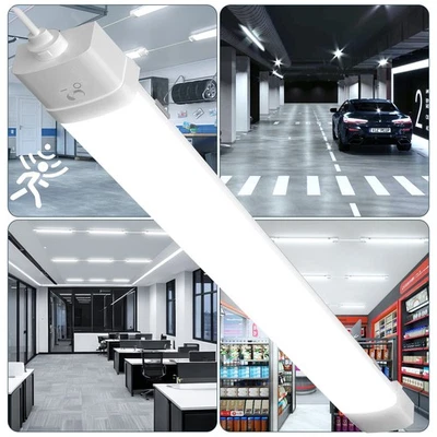 90/120cm LED Feuchtraumleuchte mit Bewegungsmelder Deckenlampe Röhre Büro Garage - Bild 1 von 4
