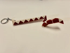 Vintage 1980's Rubik's Cube Magic Snake Keychain red and white - Picture 1 of 2