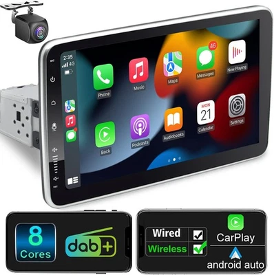 Android 12 Autoradio mit Navi 10.1 Zoll Bildschirm Eingebaut DAB+ Wireless - Bild 1 von 4