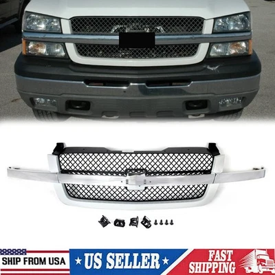 Grille Assembly Summit White For 2003-2007 Chevrolet Silverado 1500 W/ Chrome Foto 1 de 4