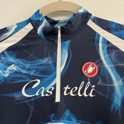 Castelli 1/4 Zip Cycling Jersey Womens Small Blue Smoke Pattern Road Biking Race - Image 1 of 4