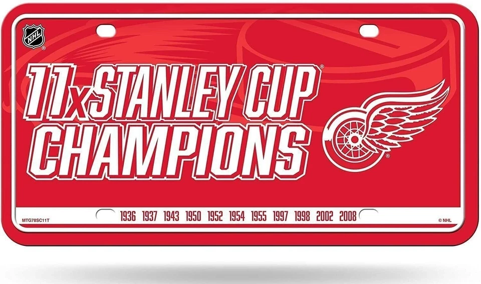Detroit Red Wings Metal Auto Tag License Plate, 11-Time Stanley Cup... - Image 1 of 1