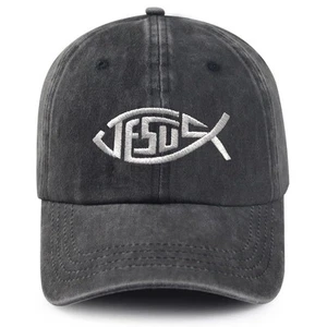 Jesus Christian Fish Embroidered Baseball Cap for Men Women - Adjustable Cott... - Picture 1 of 6
