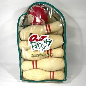 Pottery Barn Kids Foam Bowling Set w/ball & Clear Plastic Carry Case Out To Play - Picture 1 of 13