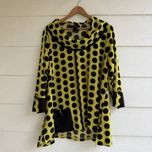 Ali Miles Plus Size Tunic Top Blouse 1X Lagenlook Cowl Neck 3/4 Sleeve Artsy - Picture 1 of 12