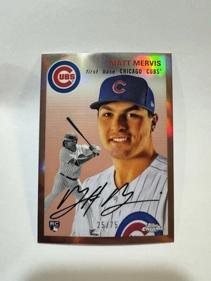 2023 Topps Chrome Platinum Anniversary Matt Mervis #139 Rose Gold /75 RC Cubs - Image 1 of 2