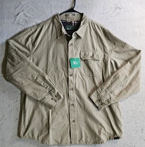 Giacca camicia uomo Woolrich classica foderata in flanella con bottoni taglia X-LARGE kaki nuova con etichette - Foto 1 di 12